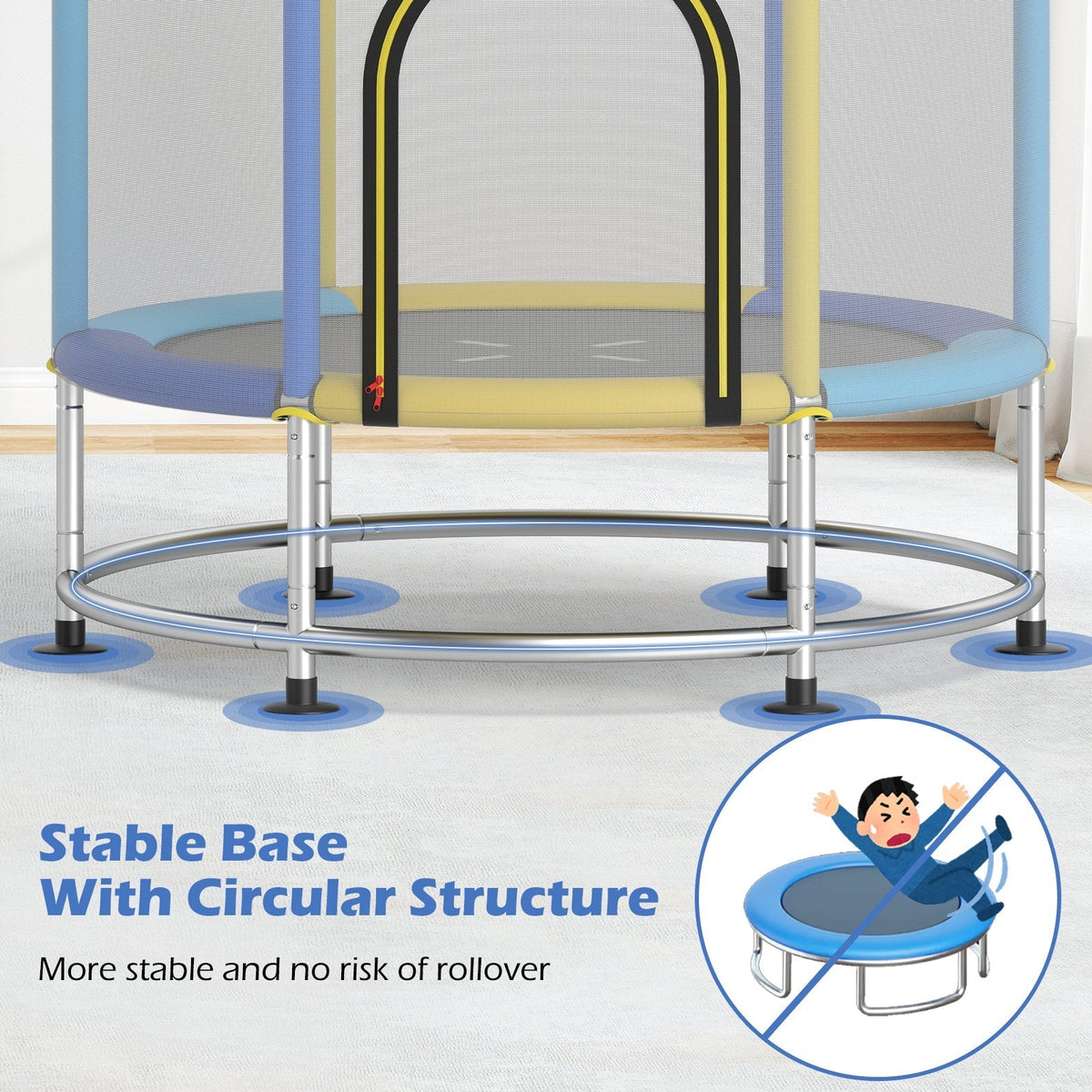 55-inch kids trampoline with enclosure net and gym bar by GBruno Store, view 19