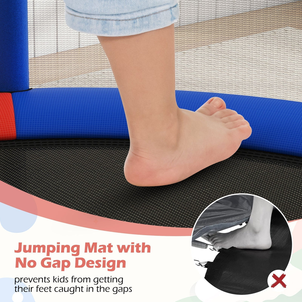 55-inch kids trampoline with enclosure net and gym bar by GBruno Store, view 21