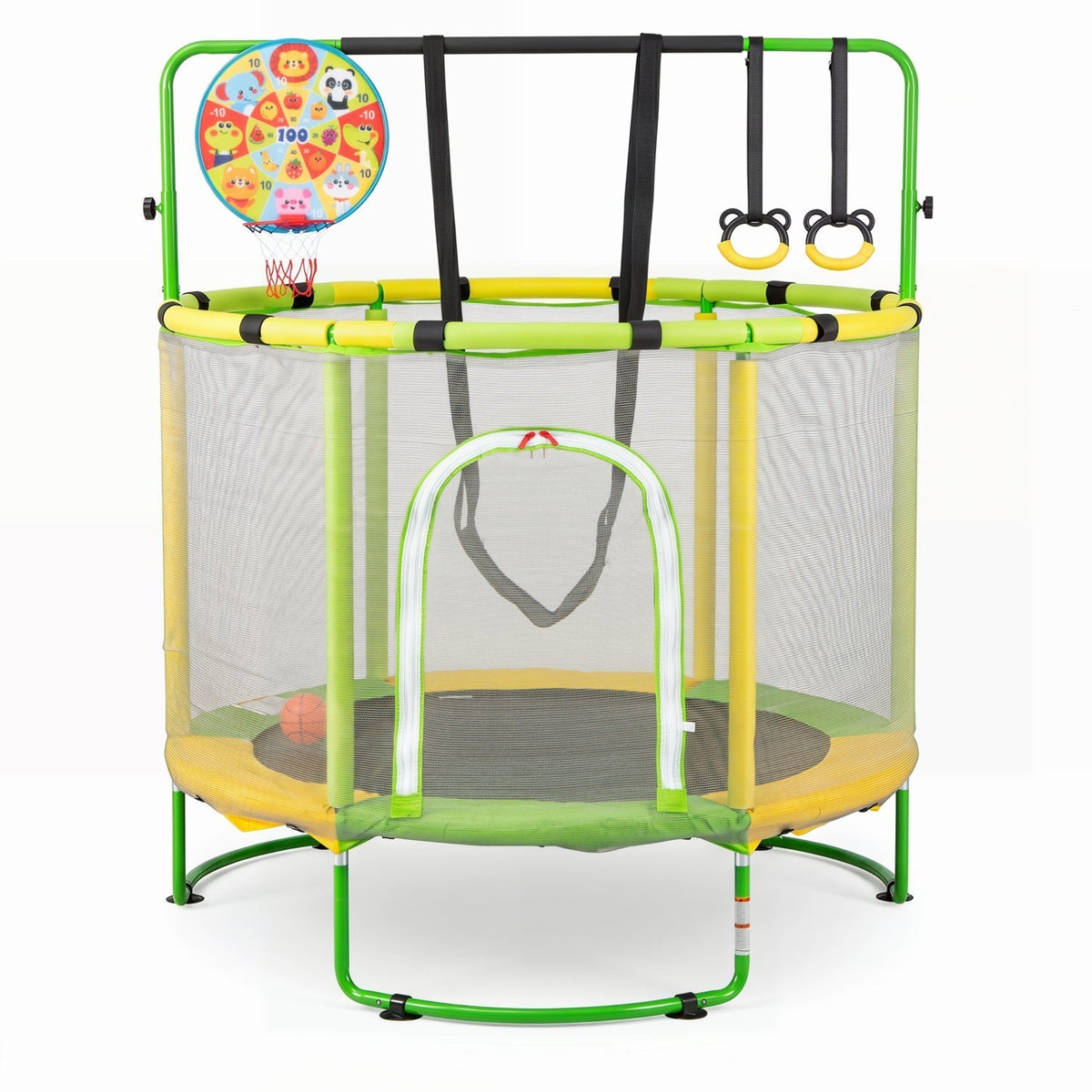55-inch kids trampoline with gymnastics bar and basketball hoop by GBruno Store