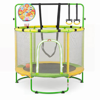55-inch kids trampoline with gymnastics bar and basketball hoop by GBruno Store