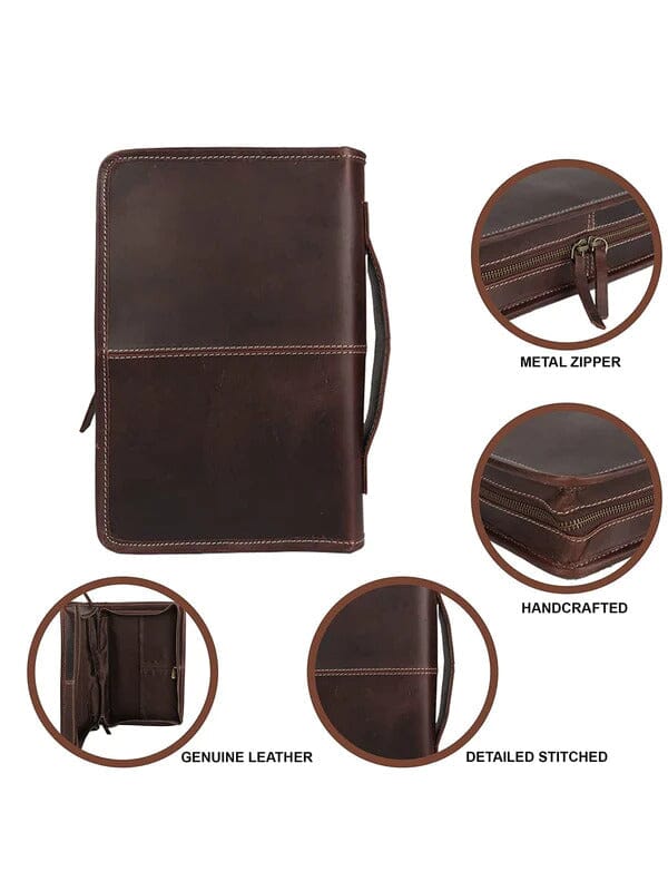 Classic Bible Leather Cover - Choco by Classy Leather Bags