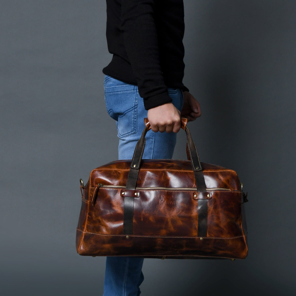 Espresso Elegance Carry on Duffle, Saddle Tan by Classy Leather Bags