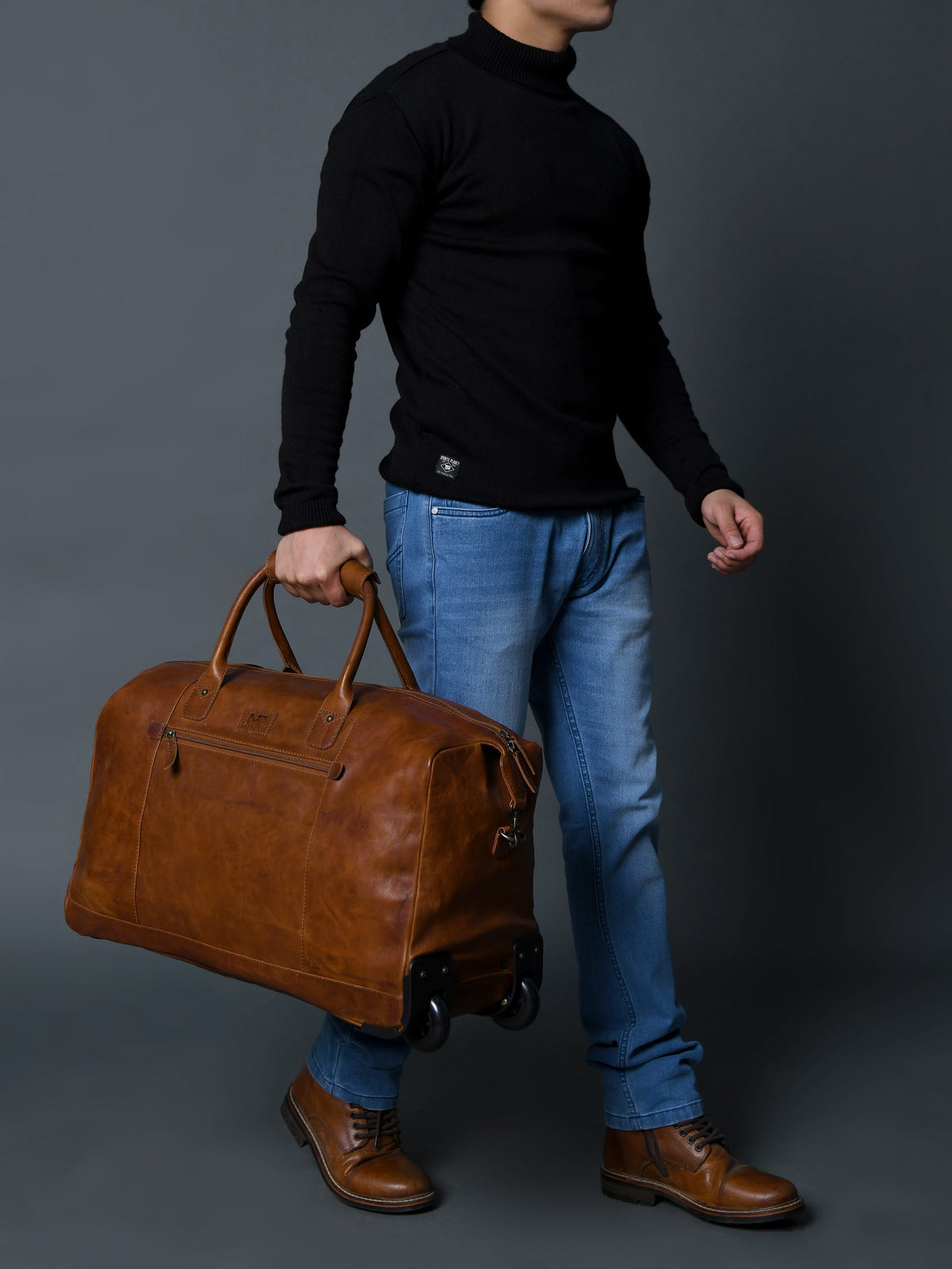Harbor Leather Trolly Carry-On by Classy Leather Bags