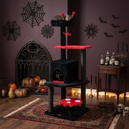 57-inch gothic cat tower with devil's ear perch, condo and spider toy by GBruno Store, view 9