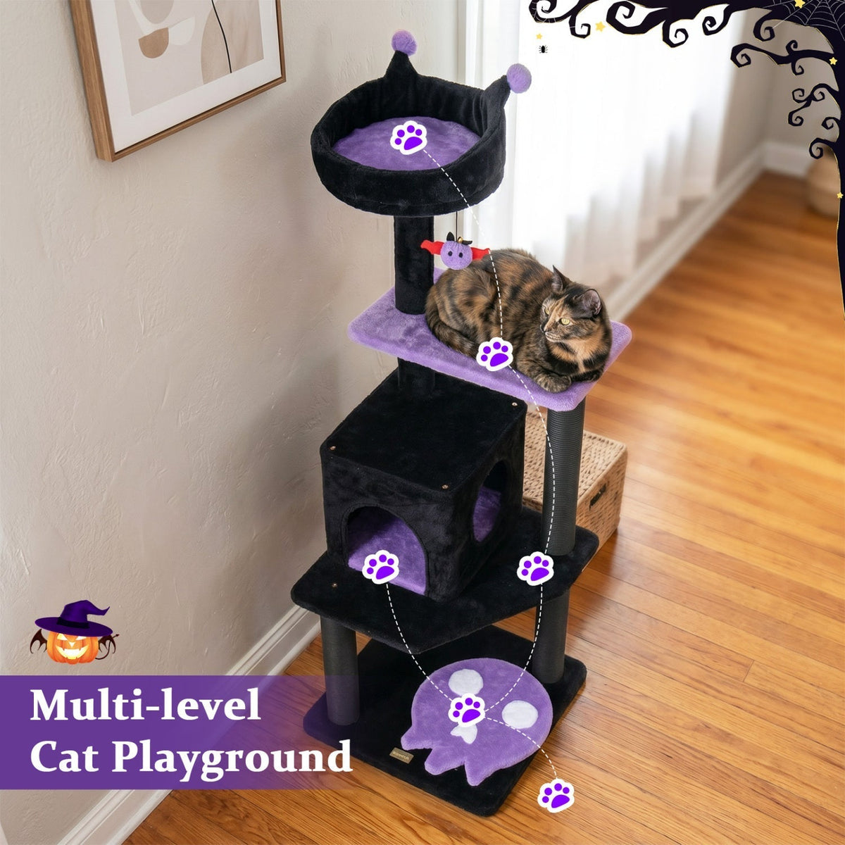 57-inch spooky gothic cat tree with platforms and scratching posts by GBruno Store, view 7