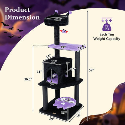 57-inch gothic cat tower with devil's ear perch, condo and spider toy by GBruno Store, view 5