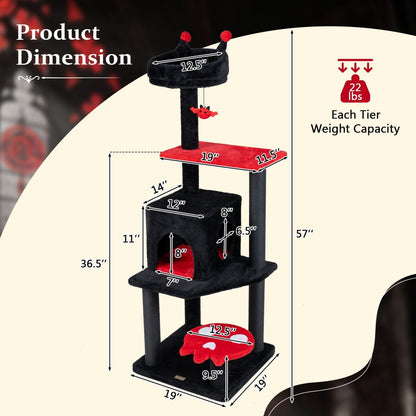 57-inch gothic cat tower with devil's ear perch, condo and spider toy by GBruno Store, view 13