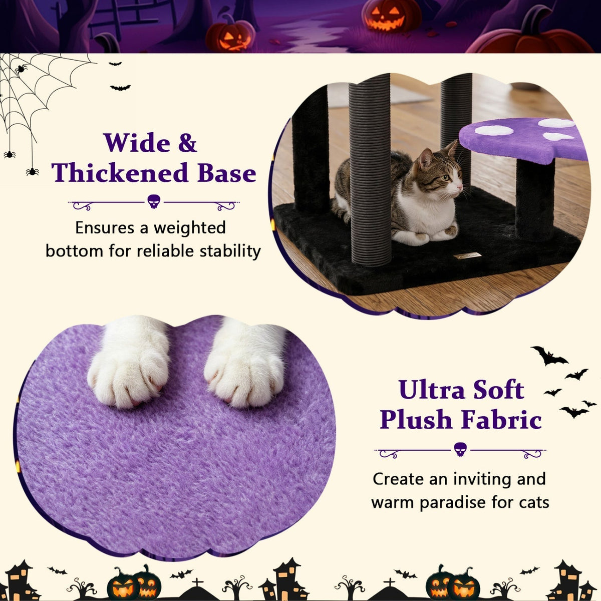 57-inch gothic cat tower with devil's ear perch, condo and spider toy by GBruno Store, view 8