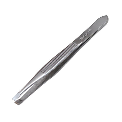Nascita Chrome Flat Tip Tweezers for Precise Grooming by Beauty Care Bag