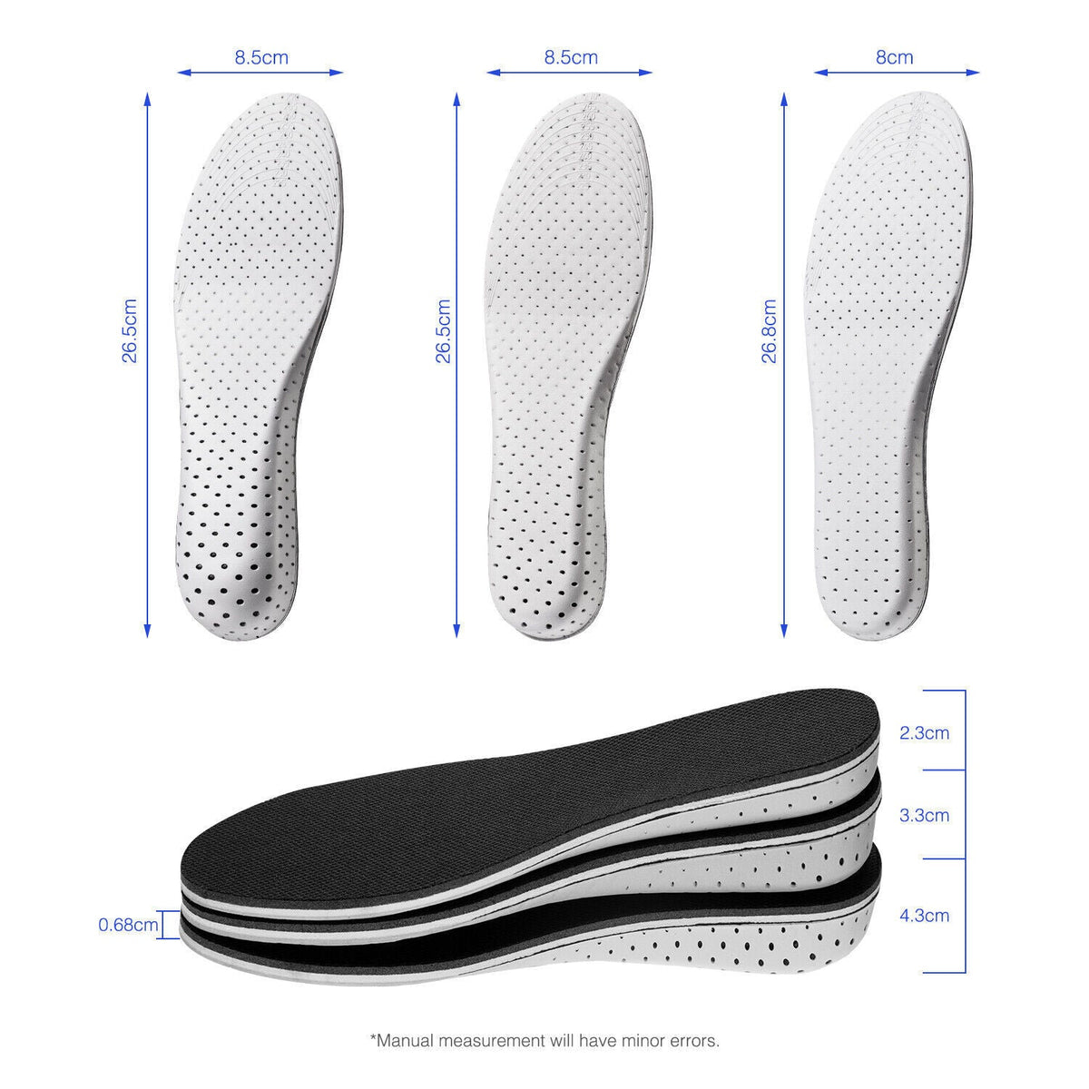 Men Women Invisible Height Increase Insoles Heel Lift Taller Shoe by Puce Gaia