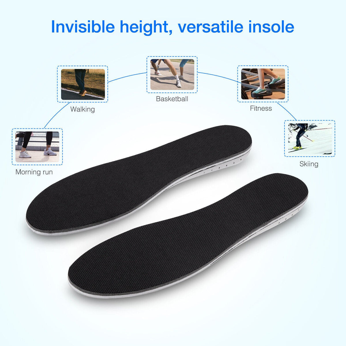 Men Women Invisible Height Increase Insoles Heel Lift Taller Shoe by Puce Gaia
