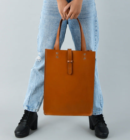 Chestnut Elegance Leather Tote by Classy Leather Bags