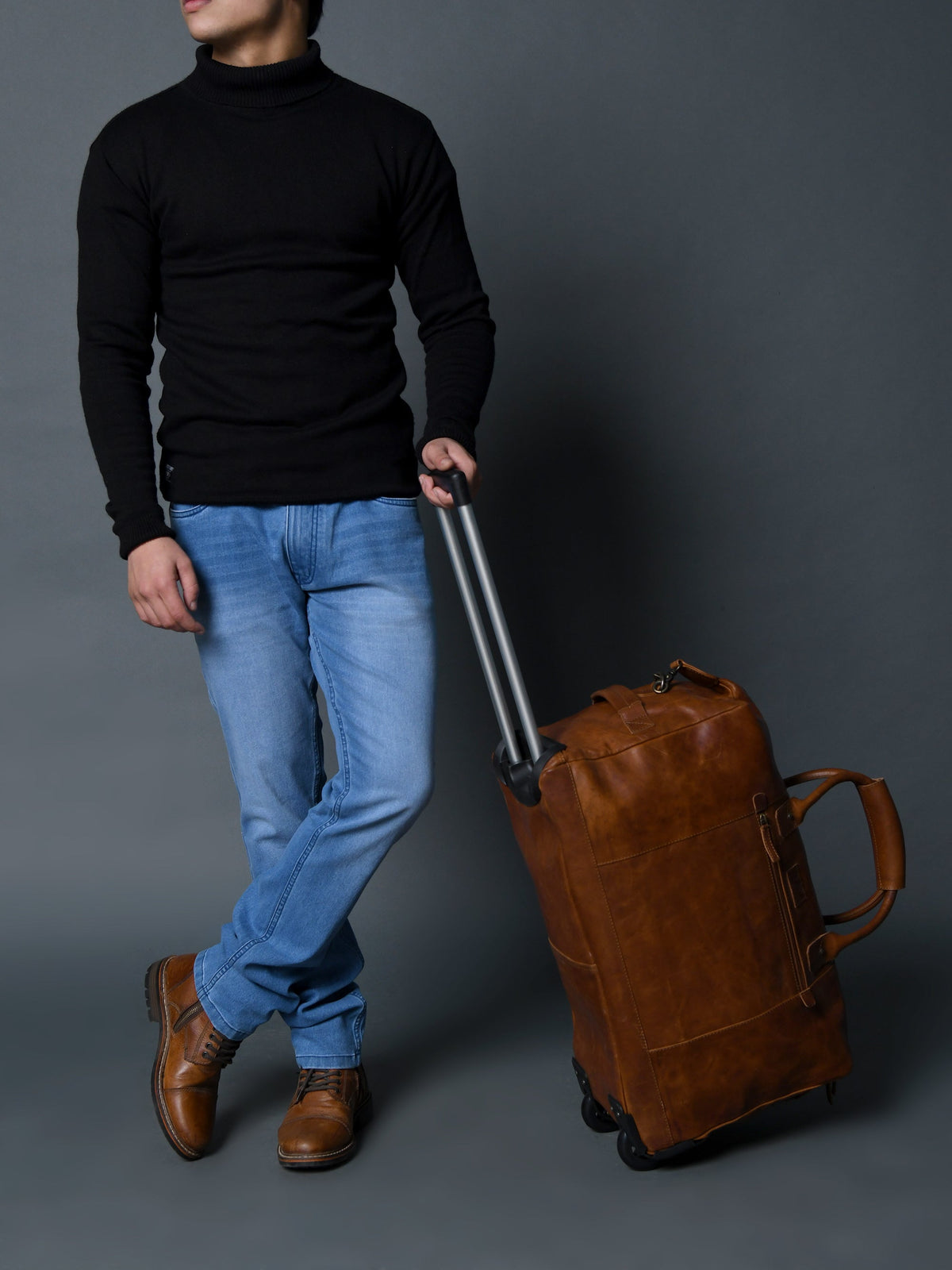 Harbor Leather Trolly Carry-On by Classy Leather Bags
