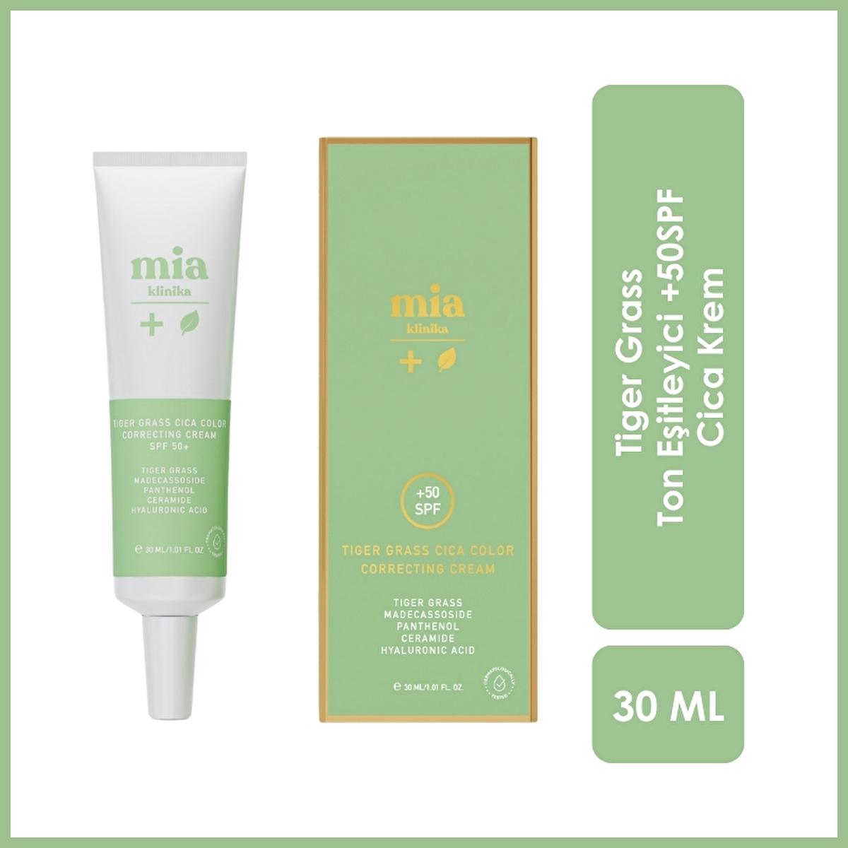 Mia Klinika Cica Cream SPF 50+ - Tiger Grass Tone Evening Cream for Sensitive Skin, Natural Coverage & Daily Sun Protection by Beauty Care Bag