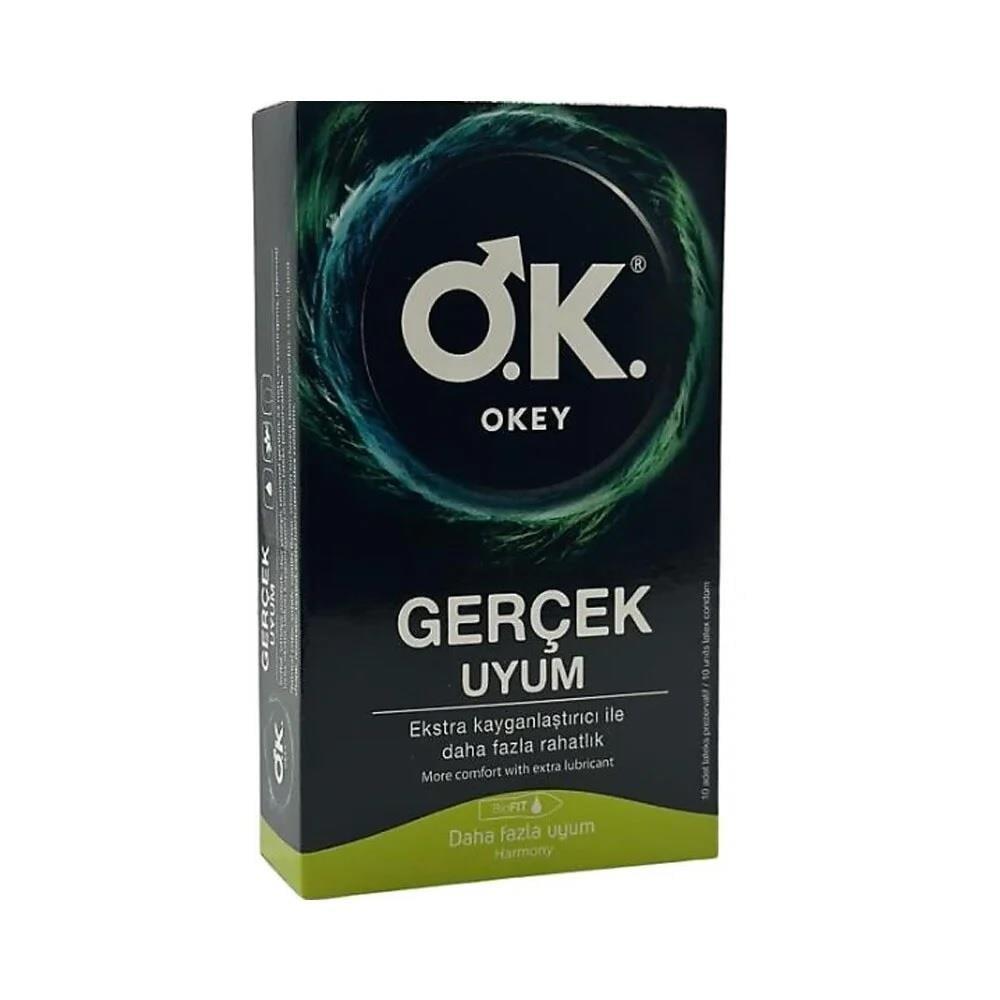 Okey Condoms - Ger�ek Uyum Lubricated for Comfort & Safety - Pack of 10 by Beauty Care Bag