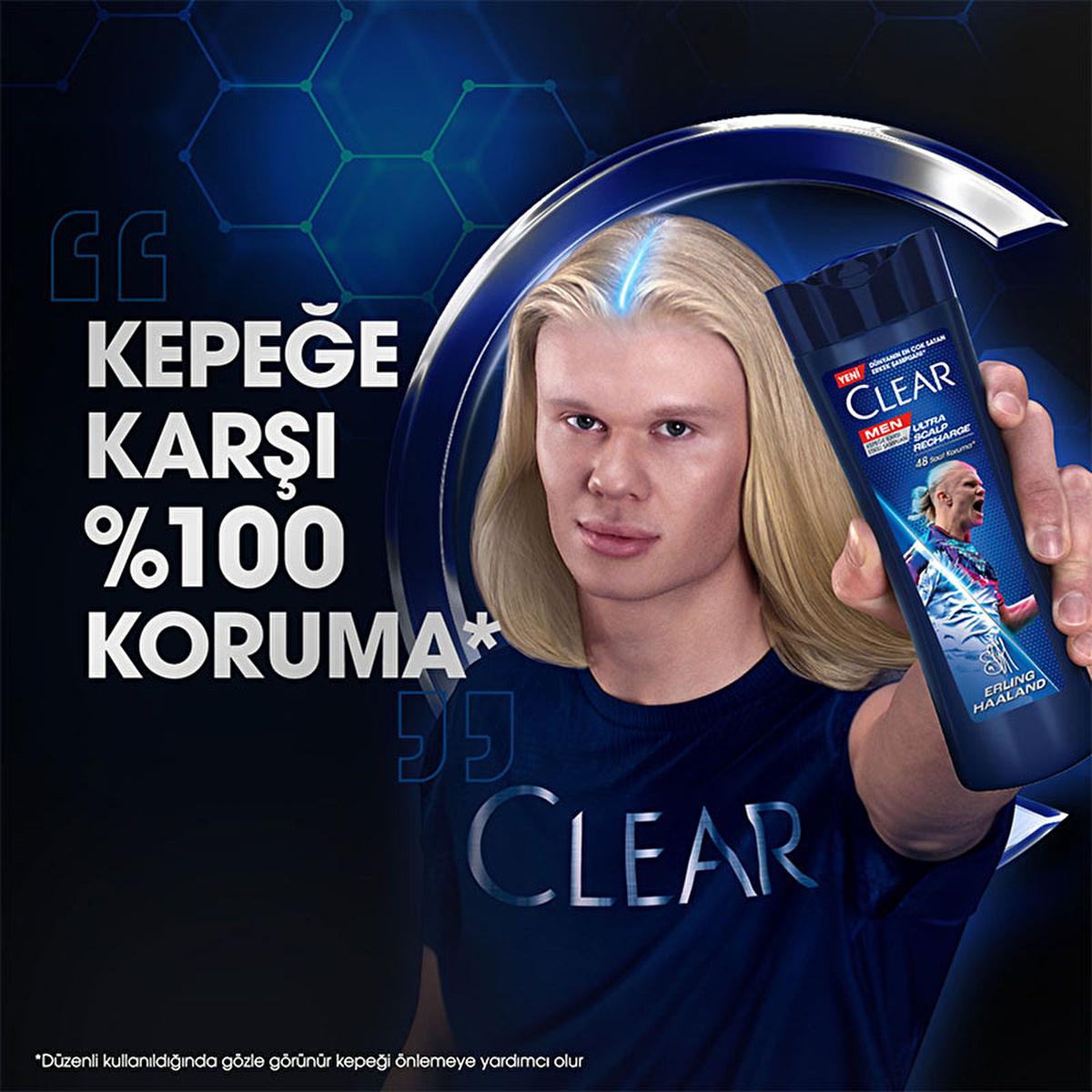Clear Men Erling Haaland Lemon Shampoo: 48-Hour Dandruff Protection for Oily Scalp - Scalp Recharge & Refreshing Sensation by Beauty Care Bag