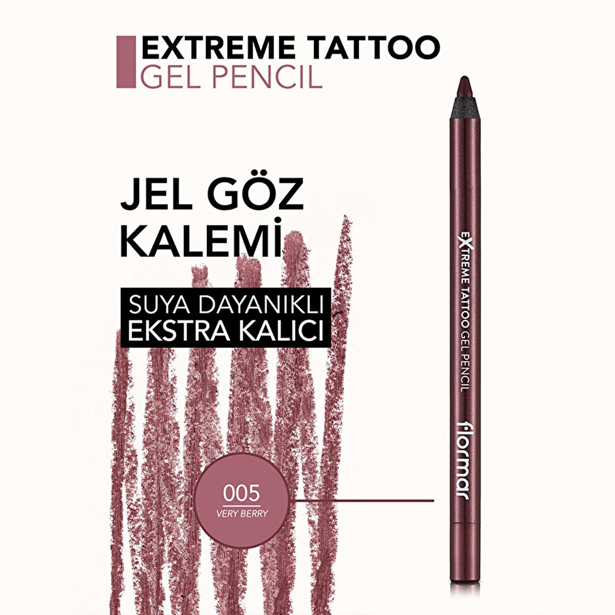 Flormar Extreme Tattoo Very Berry Gel Eyeliner Pencil: Waterproof, Smudge-Proof, & Long-Lasting Intense Purple Eye Definition by Beauty Care Bag