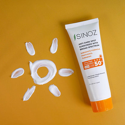 Sinoz SPF 50+ Anti-Spot Facial Sunscreen: Broad Spectrum Protection, Non-Greasy, Moisturizing - Perfect for All Skin Types, Prevents Sun Damage by Beauty Care Bag