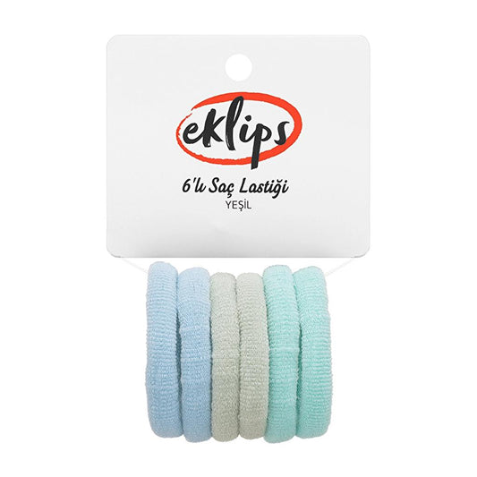 Eklips Green Hair Elastics for Secure Hold 6-Pack by Beauty Care Bag