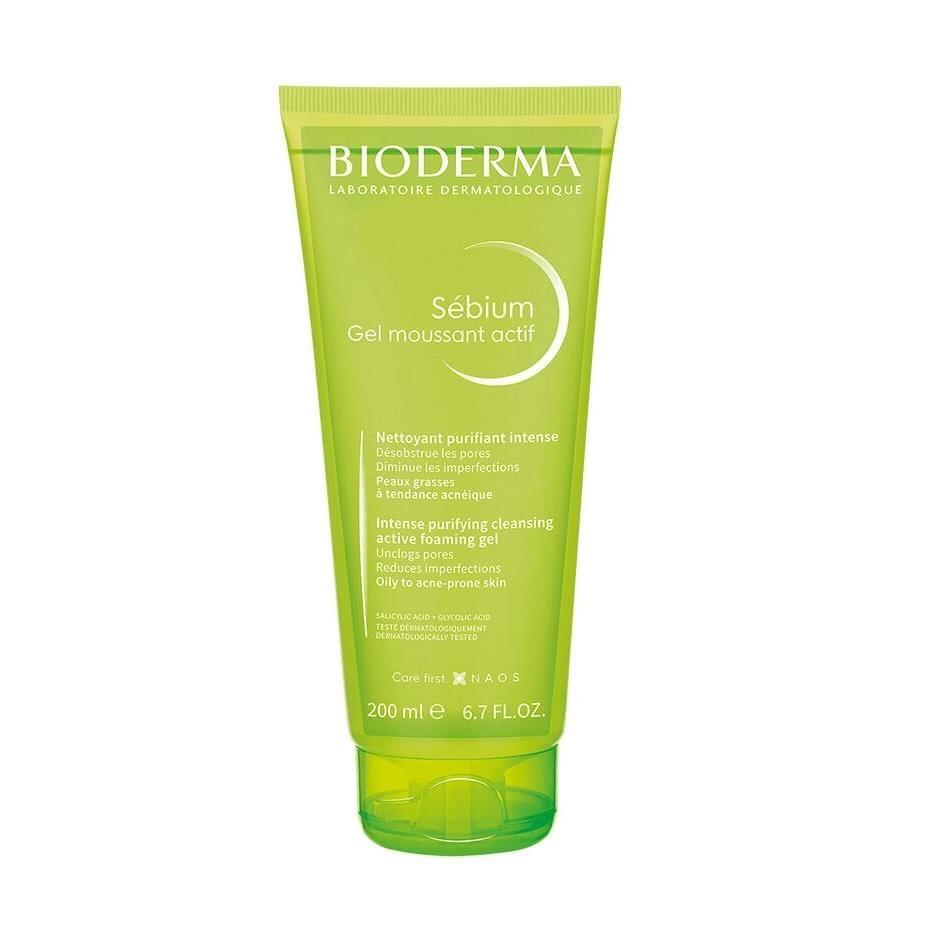 Bioderma Sebium Foaming Gel Active: Oil Control & Acne Defense - Gentle, Hypoallergenic Face Wash for Oily & Acne-Prone Skin (6.76 fl oz) by Beauty Care Bag