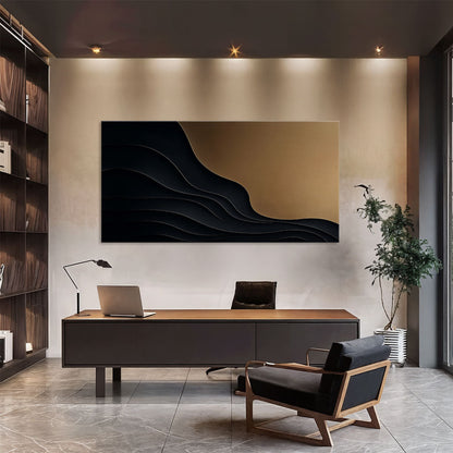 Black And Gold Minimalist Abstract X by Tailored Canvases