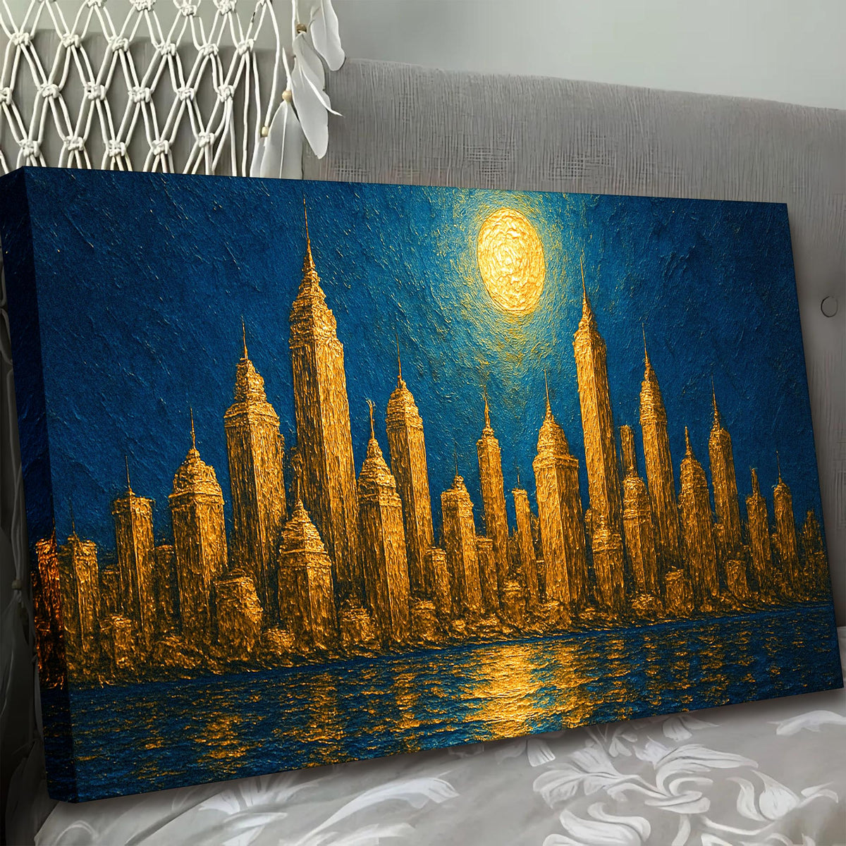 Golden Metropolis Cityscape Impasto Wall Art by Tailored Canvases