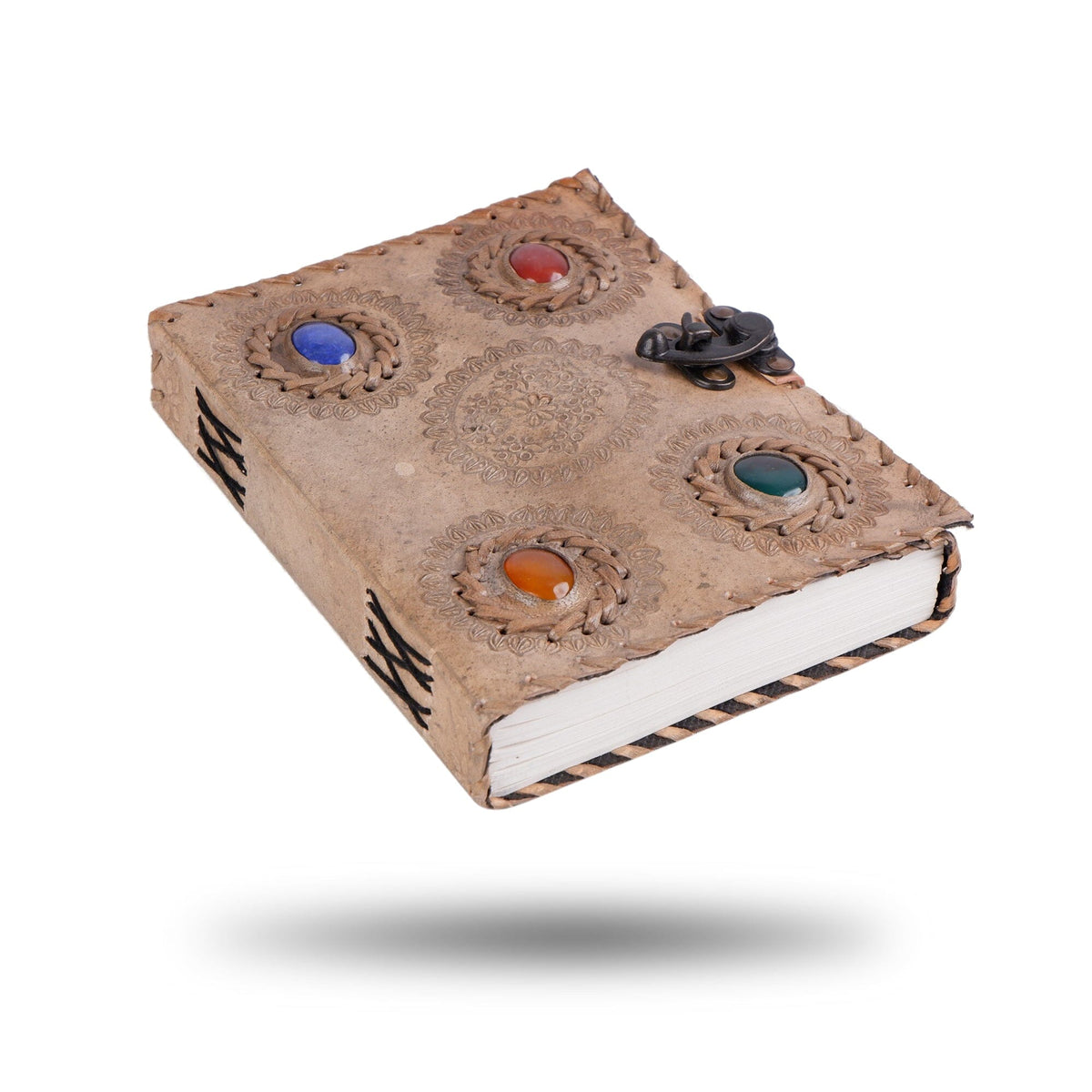 Handcrafted Vintage 4 Stone Leather Diary by Classy Leather Bags