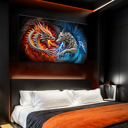3D Dragon and Wolf Wall Art II canvas by Tailored Canvases, view 4