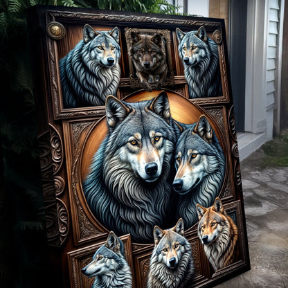 3D Wolf Collage Wall Art III canvas by Tailored Canvases, view 5