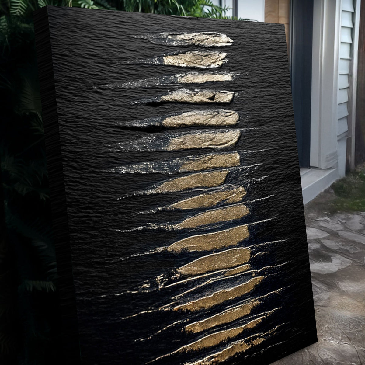 Black And Gold Abstract Minimalist Wall Art by Tailored Canvases