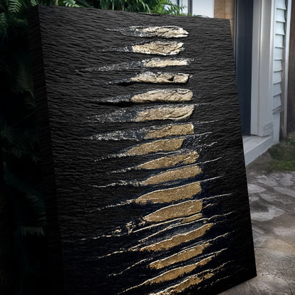 Black And Gold Abstract Minimalist Wall Art by Tailored Canvases