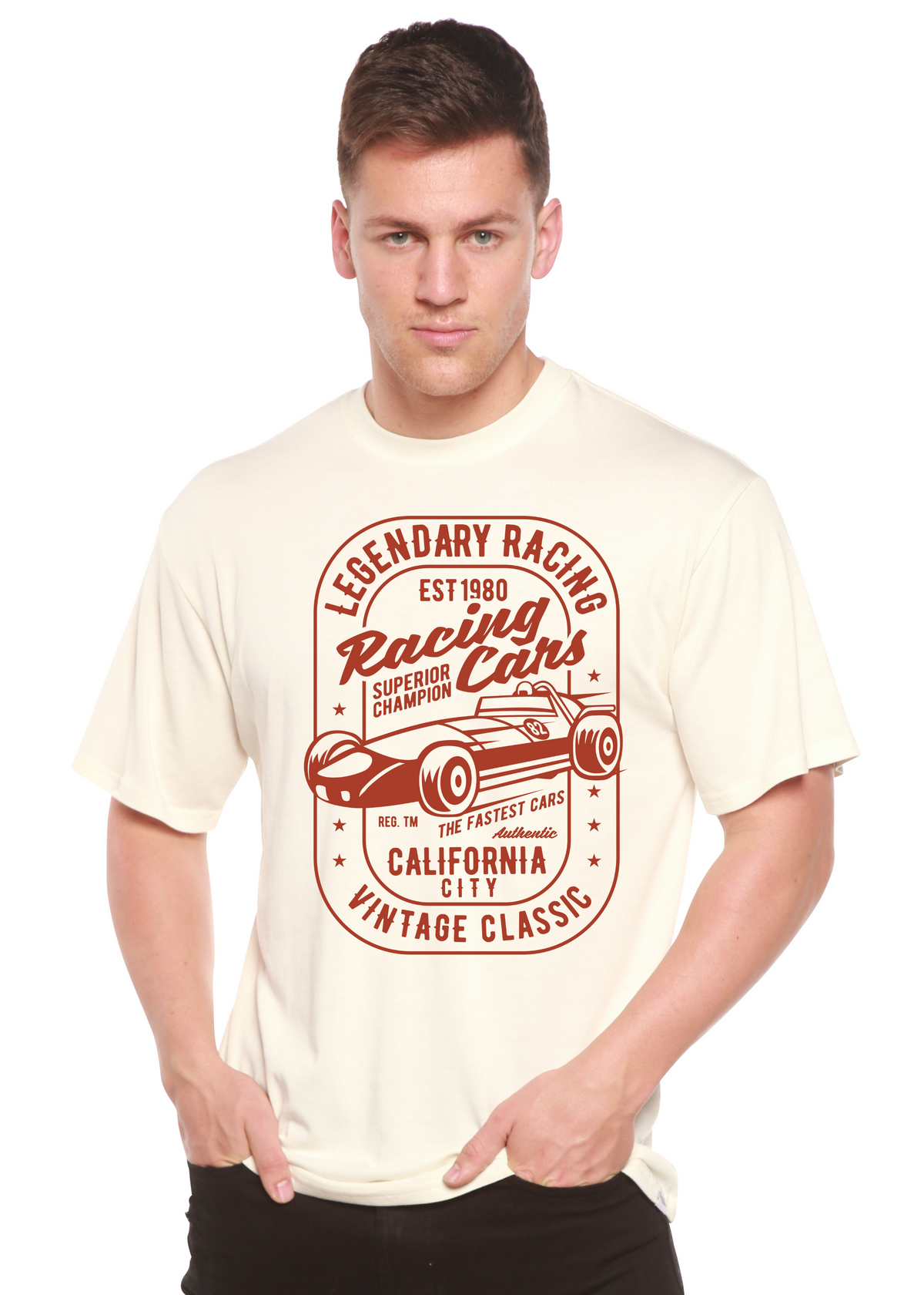 Legendary Racing Cars men's bamboo graphic T-shirt – view 2