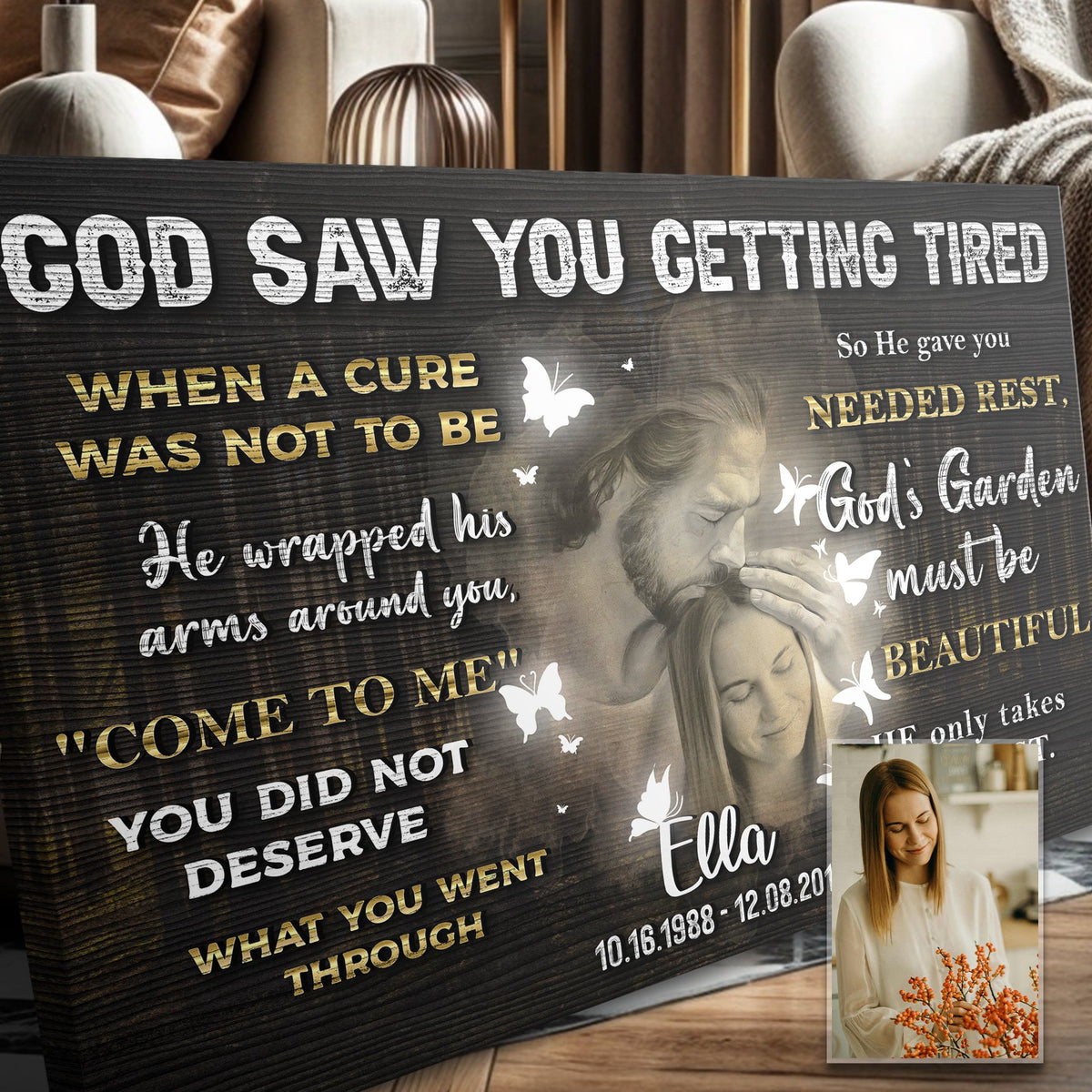 Personalized God Saw You Getting Tired Memorial Sign IV by Tailored Canvases
