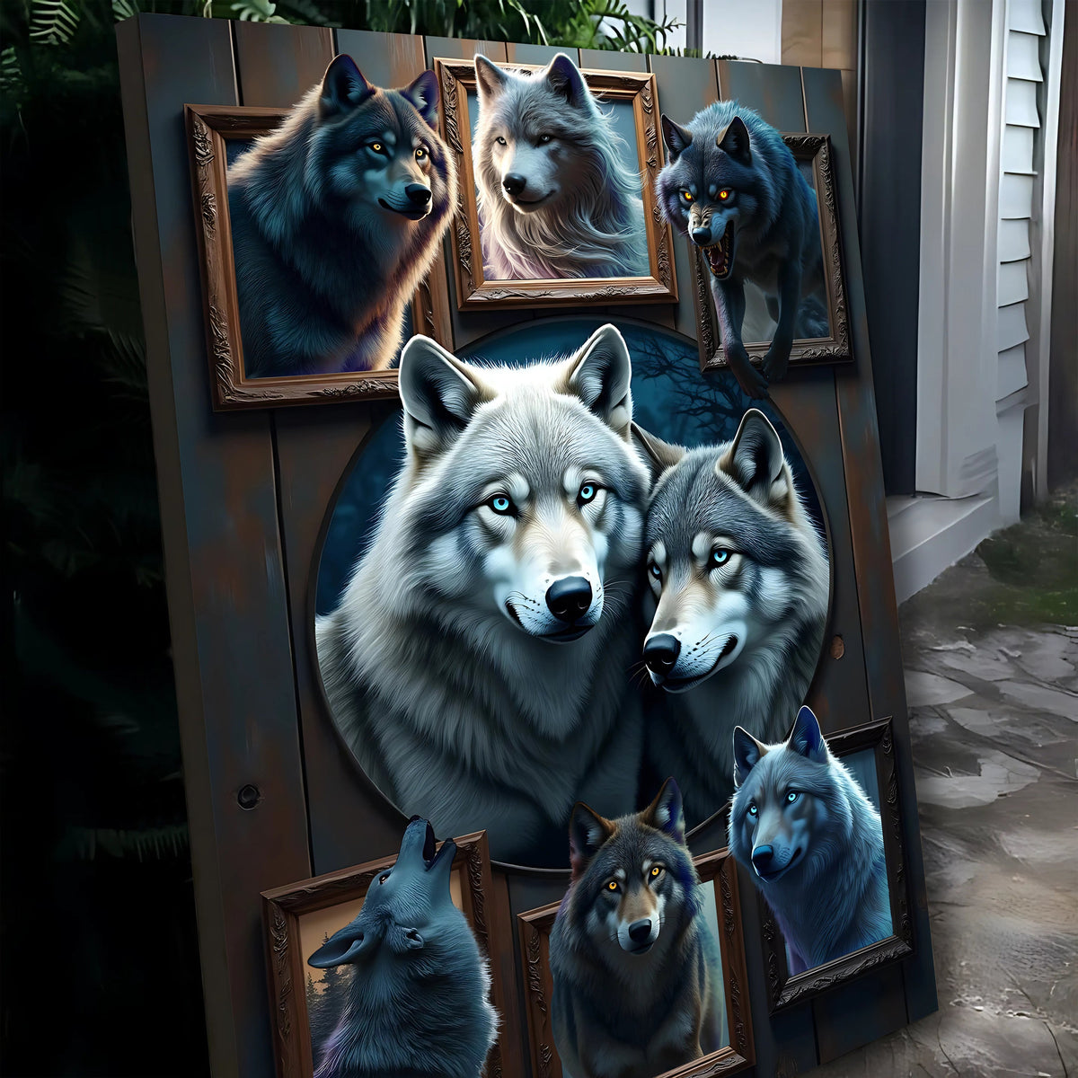 3D Wolf Collage Wall Art II canvas by Tailored Canvases, view 5
