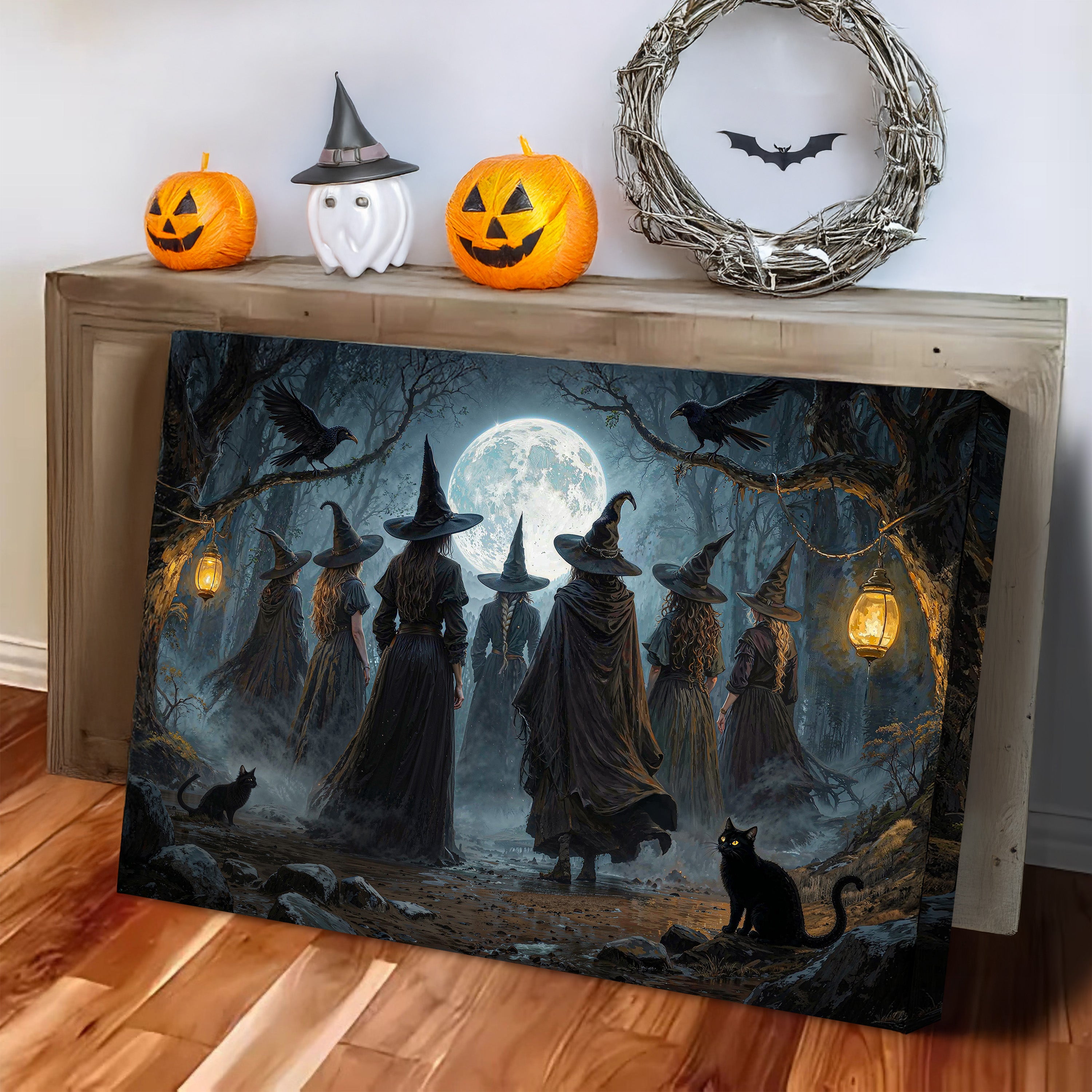 Coven of Witches Halloween Wall Art by Tailored Canvases