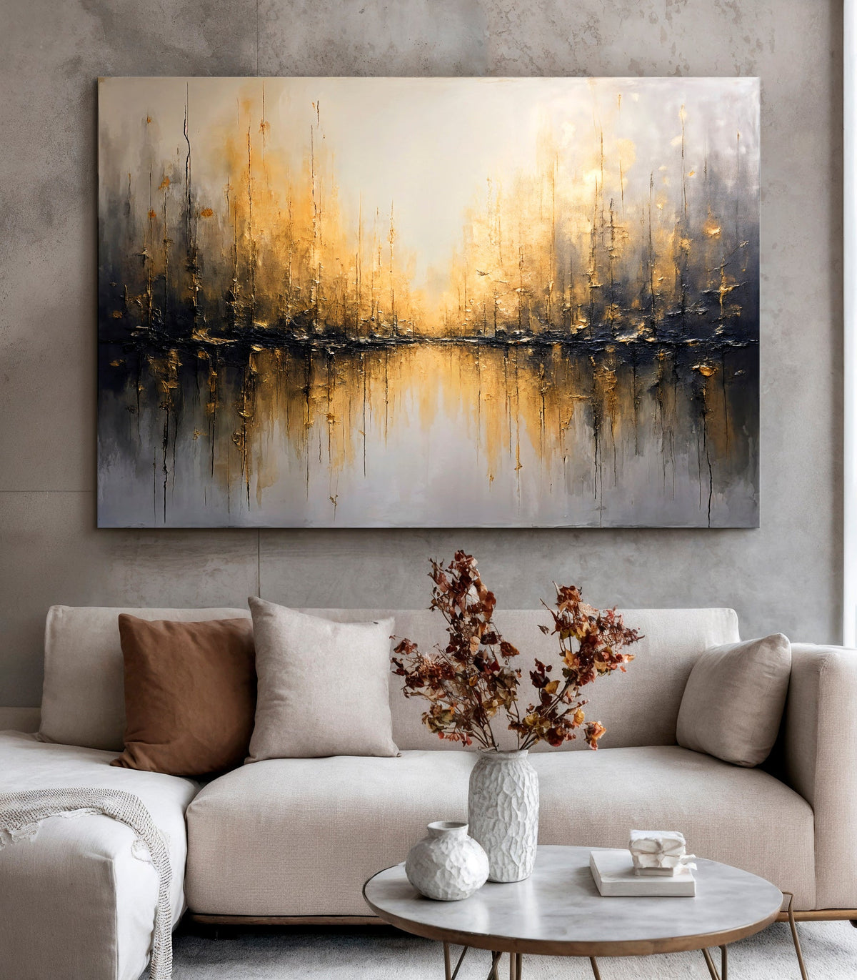 Golden Reflections Abstract Wall Art by Tailored Canvases