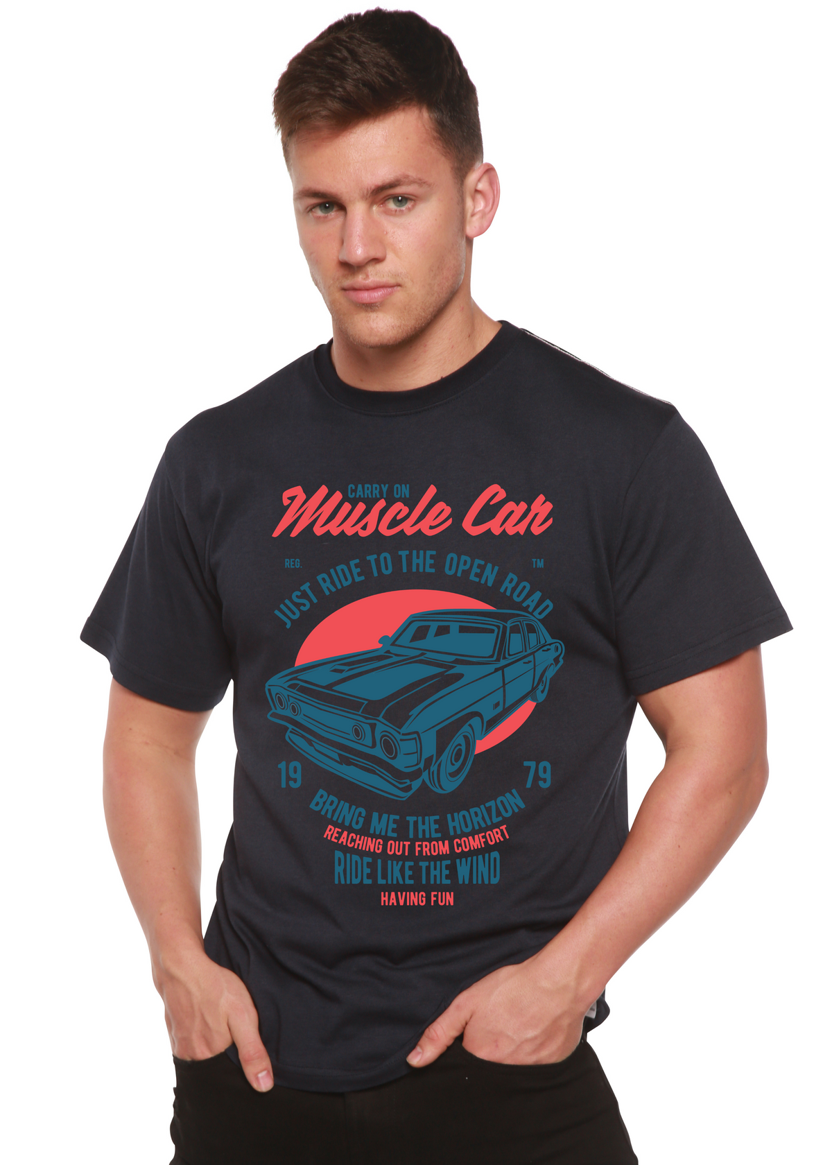 Muscle Car men's bamboo graphic T-shirt – view 6