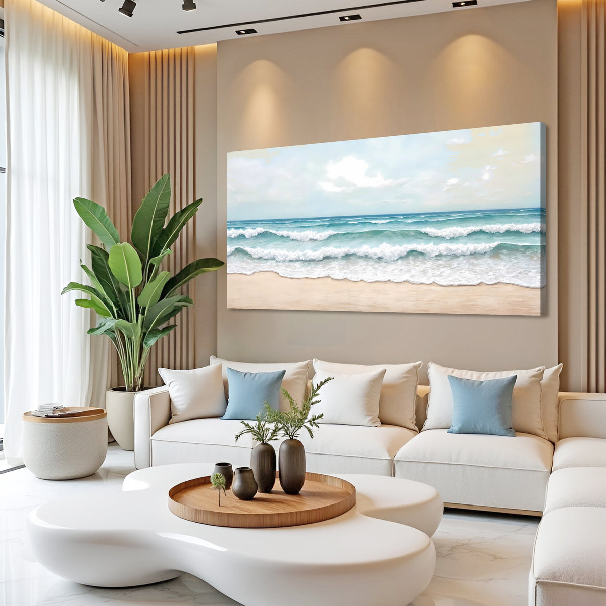 Serene Ocean Wave Coastal Wall Art by Tailored Canvases