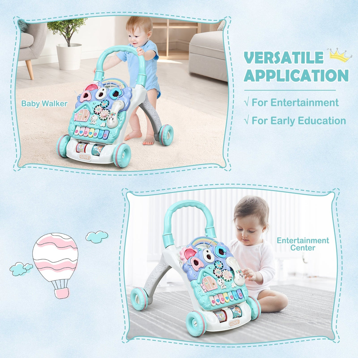 Baby Sit-to-Stand Learning Walker Toddler Musical Toy by GBruno Store