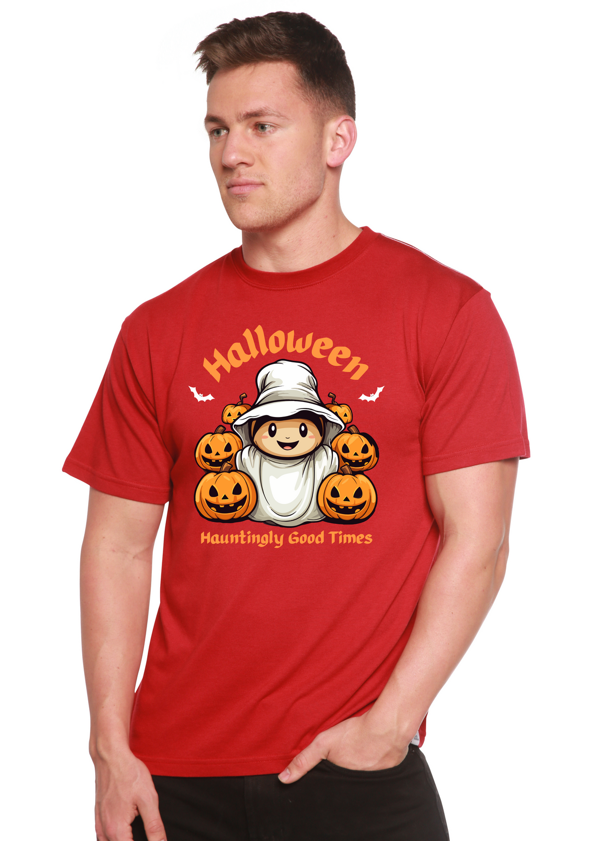 Halloween Hauntingly Good Times Day men's bamboo graphic T-shirt – view 7