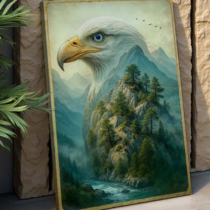 Eagle Over The Canyon Double Exposure Wall Art by Tailored Canvases