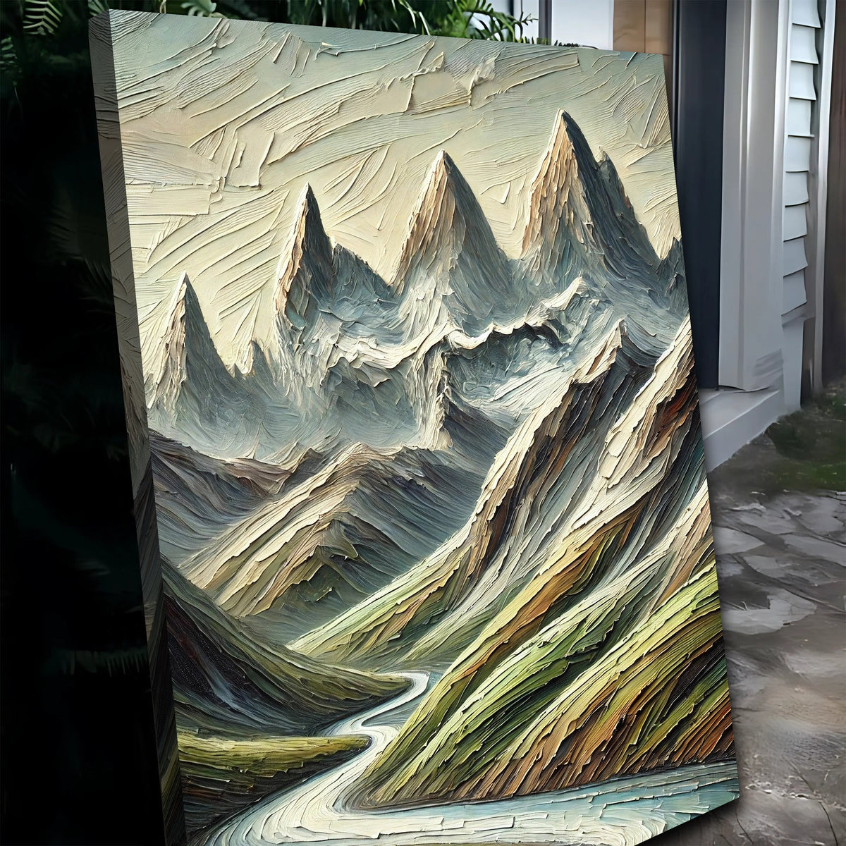Abstract Mountain and River Landscape Wall Art II by Tailored Canvases