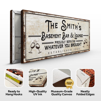 Basement Bar And Lounge Sign X by Tailored Canvases