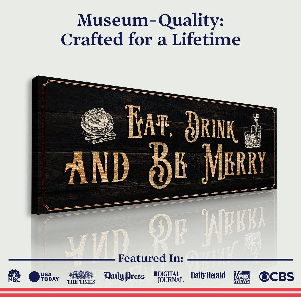 Eat, Drink And Be Merry Family Sign by Tailored Canvases