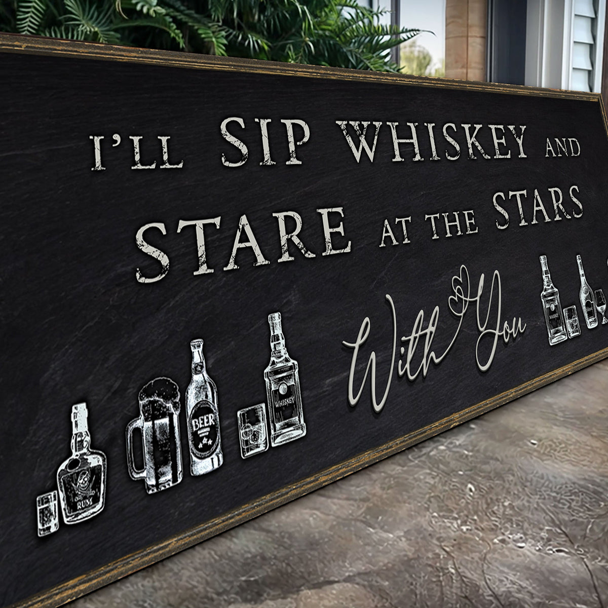 Sip Whiskey With You Bar Sign II by Tailored Canvases