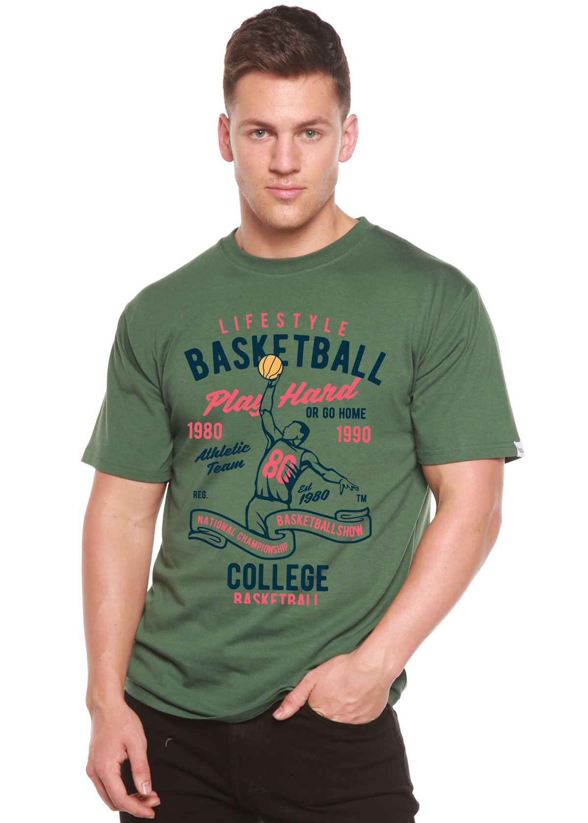 Life Style Basketball men's bamboo graphic T-shirt – view 5