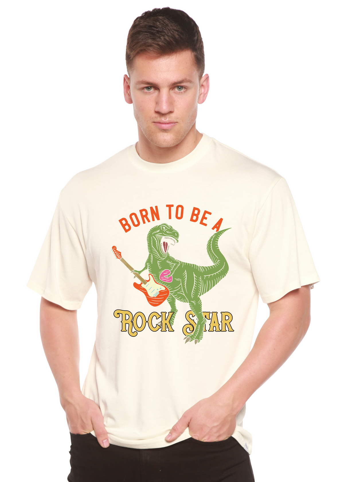 Born to Be a Rock Star men's short sleeve graphic T-shirt in bamboo viscose and organic cotton