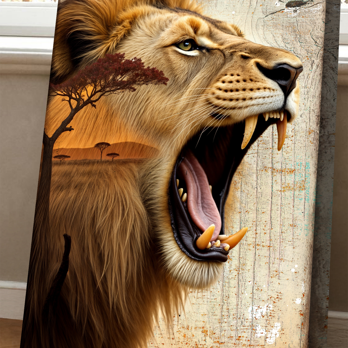 Lion Double Exposure Wall Art by Tailored Canvases