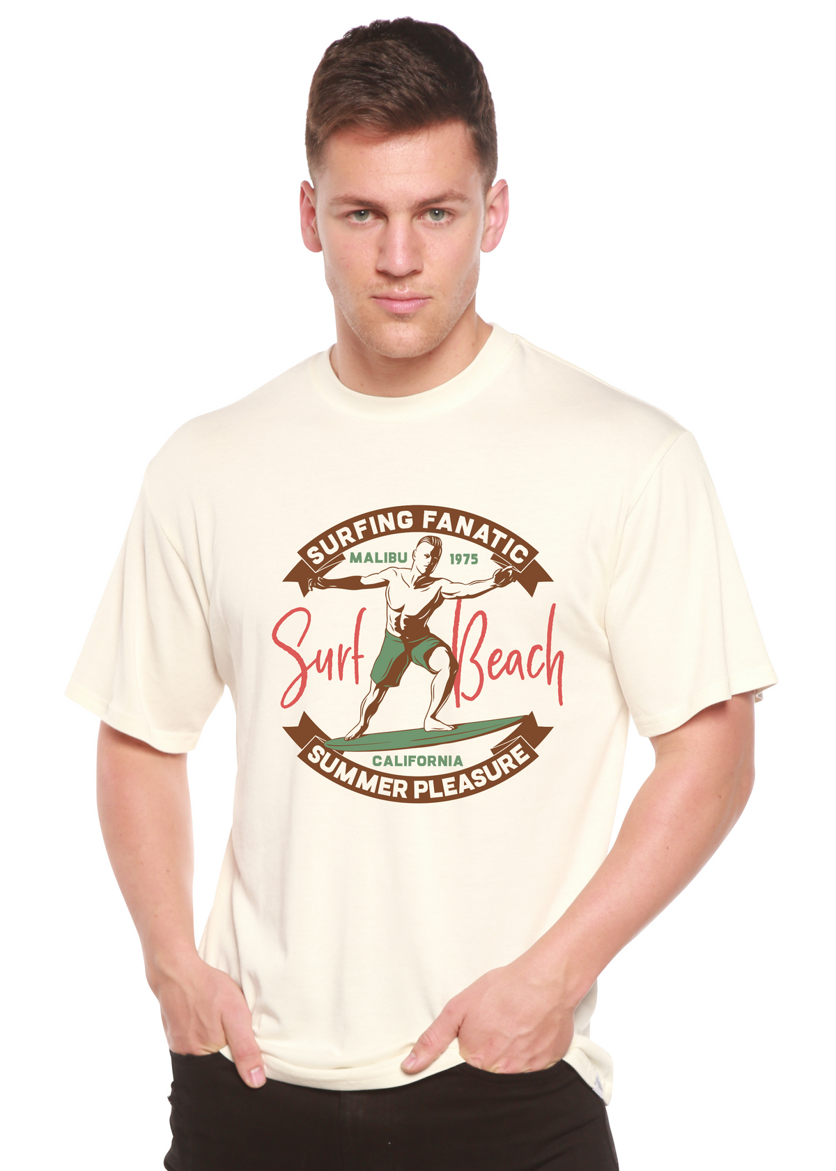 Surf Beach men's short sleeve graphic T-shirt in bamboo viscose and organic cotton