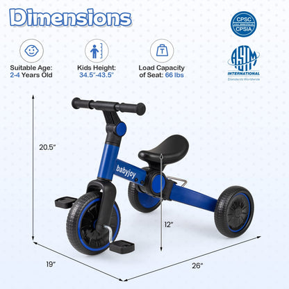 5-in-1 toddler balance bike with removable pedals by GBruno Store, view 7